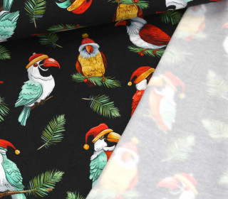 Leichter Kuschelsweat - Weihnachtsvögel - Schwarz
