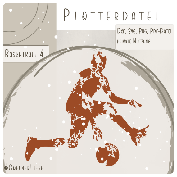 Plotterdatei Basketball Spieler 4, Dynamische Silhouette im Grunge-Look