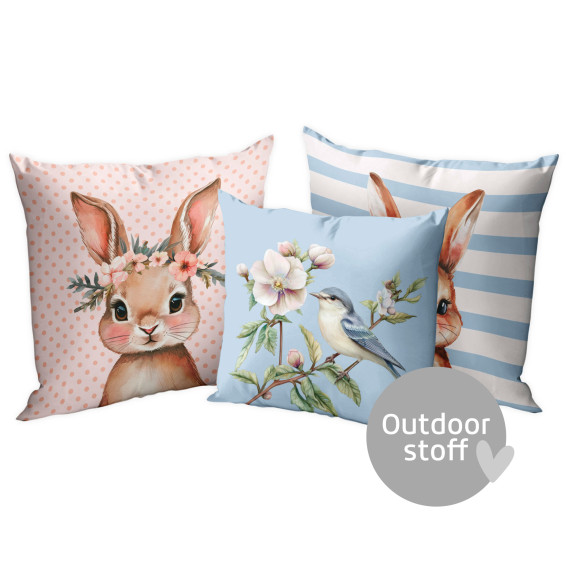 Kissenstoff - DIY - Kissen-Set - Delightful Bunnies - Outdoorstoff - abby and amy