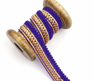 1 Meter Zierband - Dekoband - Glitzer - 20mm - Gold/Lila
