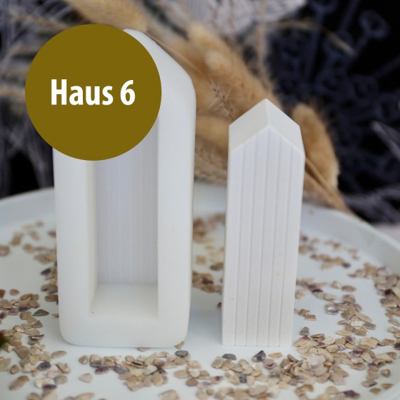 Silikon - Gießform - Häuser - Streifendesign - Dekohäuser - schmal - Haus 6 - vielfältig nutzbar