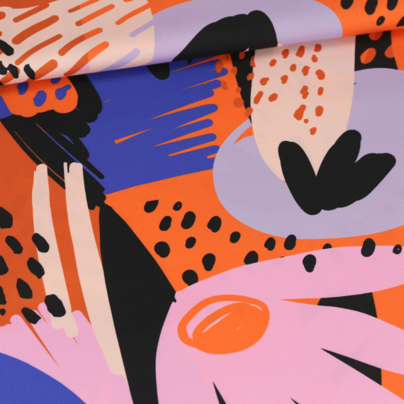Outdoorstoff - Abstract Bliss - Orange/Lila - abby and amy