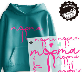 Onkel Bo's Bügelbilder - DIN A4 - Mama Schriftzug - Schleife - Pink