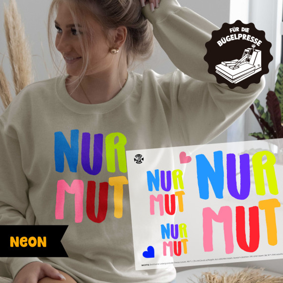 Onkel Bo's Neon Bügelbilder - DIN A4 - Nur Mut - BIG