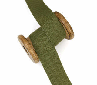 1m Weiches Gurtband - Uni - Baumwolle - 30mm - Stärke 1,4mm - Olivgrün