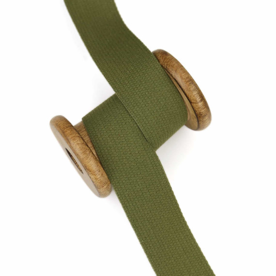 1m Weiches Gurtband - Uni - Baumwolle - 30mm - Stärke 1,4mm - Olivgrün