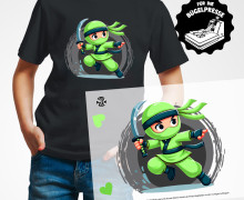 Onkel Bo's Bügelbilder - DIN A4 - Ninja Kämpfer - Grün/Schwarz