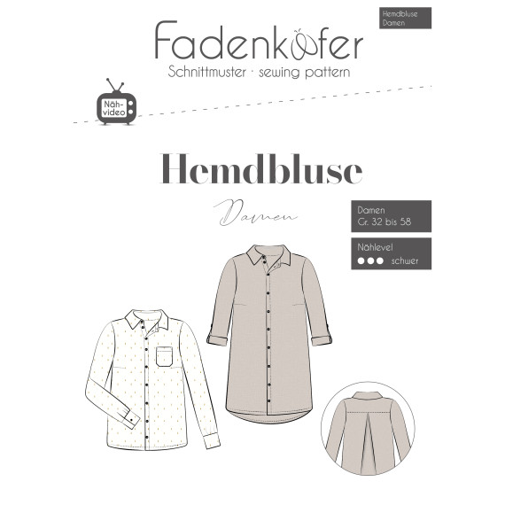Schnittmuster - Hemdbluse - Damen - Gr. 32 - 58 - Fadenkäfer