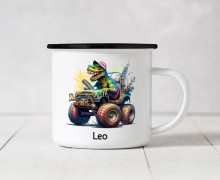 Emaille Becher - Adventurous Dinosaurs - Cap