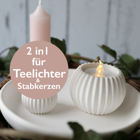 Silikon - Gießform - Kerzenhalter - 2 in 1 - mit Rillen - für Stabkerzen & Teelichter - vielfältig nutzbar