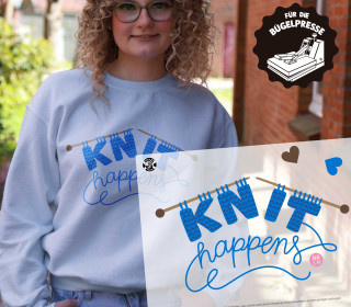 Onkel Bo's Bügelbilder - DIN A4 - Knit happens - Blau - Hamburger Liebe - BIG