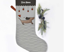 DIY-Nähset - Nikolaussocke - Softshell - DackelXmas - Grau - Katzengold Designs