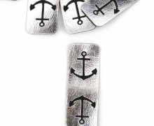 1 KUNSTLEDER LABEL - Silber/Schwarz - Anker
