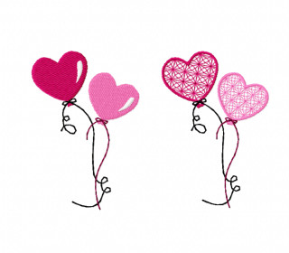 Stickdatei Herz Luftballon - zwei Varianten, Rahmen ab 10 cm x 10 cm, Herzl, Spitze, sticken