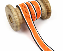 1 Meter Zierband - Dekoband - Netz - 20mm - seitliche Streifen - Orange