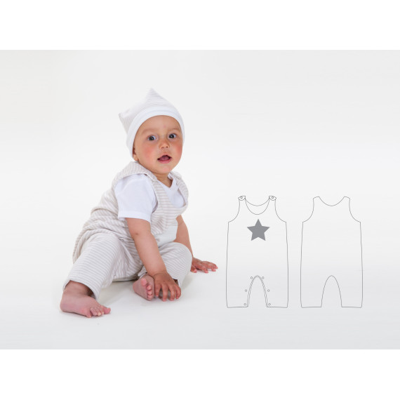 Schnittmuster Baby Strampler zum Wenden mit Knöpfen im Schritt Wickelöffnung und Applikationsmotiv Größen 56-98 ebook Pdf von Patternforkids