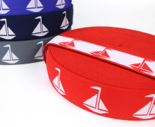 1 Meter Gummiband - Segelboote - 40mm - Rot