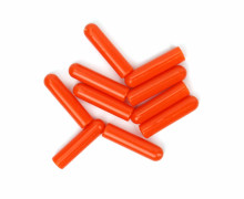 10 Kordelenden - Kunststoff - Länglich - Orangerot