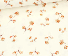 Lochstrick-Jersey - Raute - Bedruckt - Flower Pompom - Warmweiß