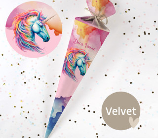 DIY-Nähset Schultüte - Colorful Unicorn - Velvet - zum selber Nähen