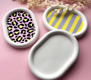 Silikon - Gießform - Chunky Ovaler Dekoteller - breites Oval - für Probierset Inlays - Studio Martinchen - vielfältig nutzbar