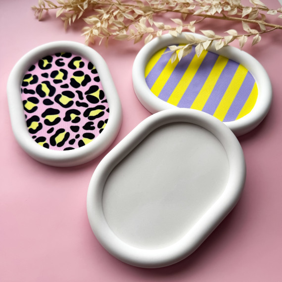 Silikon - Gießform - Chunky Ovaler Dekoteller - breites Oval - für Probierset Inlays - Studio Martinchen - vielfältig nutzbar