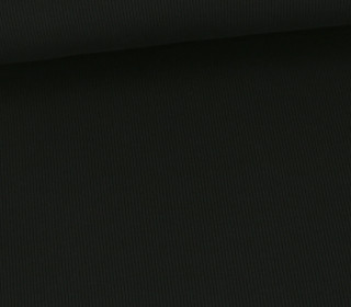Strick Jersey - Schmale Rippen - uni - Schwarz
