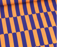 Lenzing Ecovero - Blusenstoff - Short Stripes - Royalblau/Apricot Hell