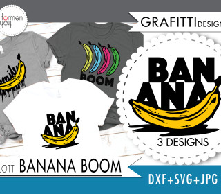 Plotterdatei - BANANA BOOM - Grafitti Pop Art - Design von formenfroh - dxf + svg + jpg