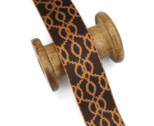 1 Meter Weiches Gurtband - 36mm - Geschlängeltes Muster - Dunkelbraun