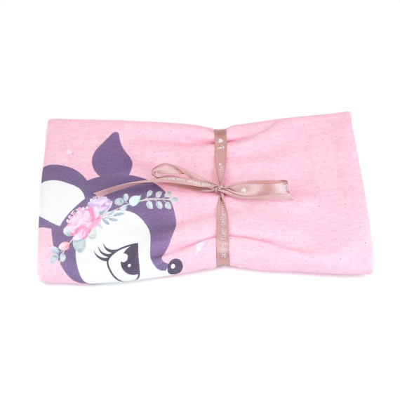 0,55m Zuschnitt - Sommersweat -  Vintage BlumenKitz - Paneel - Rosa Meliert - Bio Qualität - NIKIKO