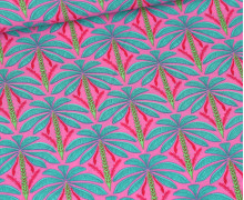 Viskose - Voile - Blusenstoff - Palm Trees - Rosa