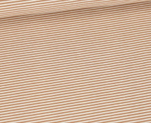 Jersey - Kleine Streiflinge - Yarn Dyed - 2mm Streifen - Warmweiß/Beigebraun
