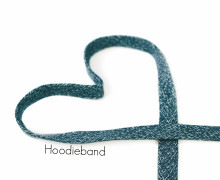 1m flache Kordel - Hoodieband - 15mm - Kapuzenband - Meliert - Petrol