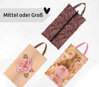 DIY-Nähset - 3 Schuhbeutel - Pink Leopard - GRÖSSENAUSWAHL - Outdoorstoff - abby and amy