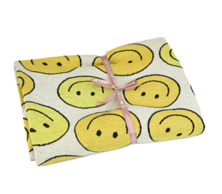 0,9m Zuschnitt - Bio-Jacquard - 4 Farb Spezial Jacquard Jersey - Smile - Choose Your Vibe - Warmweiß - Hamburger Liebe