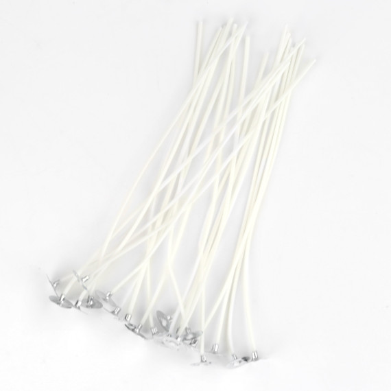 Kerzendochte - 20 Stück - 15cm - mit Dochtfuß - zum Kerzen Gießen - für Soja Kerzenwachs