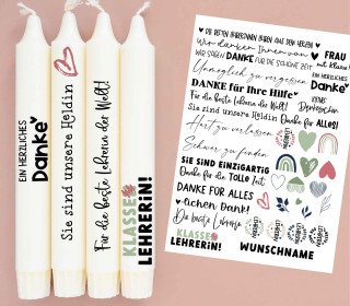 DIN A4 - Tattoofolie - Abschied - Lehrerin - für Kerzen / Keramik