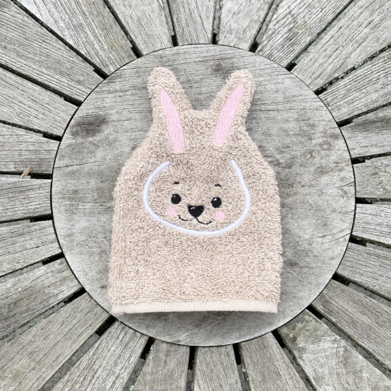 Hasen-Waschlappen Stickdatei 2 ITH 13x18 Waschhandschuh Tierwaschlappen