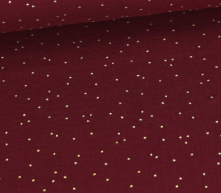 Musselin - Muslin - Double Gauze - 3D - Goldpunkte - Bordeaux