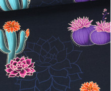 Bio-Sommersweat - French Terry - Prairie Blossom - Western Fairy Tales - Stahlblau - Hamburger Liebe