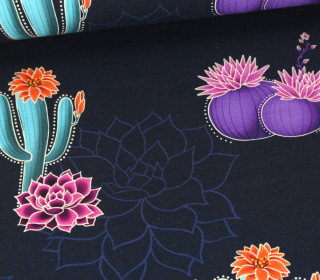 Bio-Sommersweat - French Terry - Prairie Blossom - Western Fairy Tales - Stahlblau - Hamburger Liebe