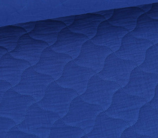 Musselin Stepper - Steppstoff - Double Gauze - Wattiert - wellige Quadrate - Enzianblau