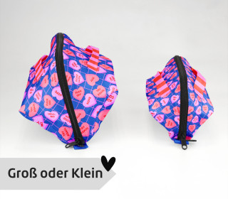 DIY-Nähset - Kosmetiktasche - Binz - Conversation Heart - Blau - Hellrot/Flieder - Cherry Picking - GRÖSSENAUSWAHL - abby and amy