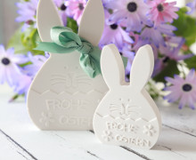 Silikon - Gießform - Frohe Ostern - Osterhasen Duo - vielfältig nutzbar