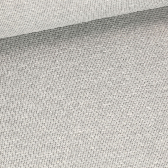 Waffelstrick-Jersey - Feine Struktur - 315g - Uni - Hellgrau Meliert