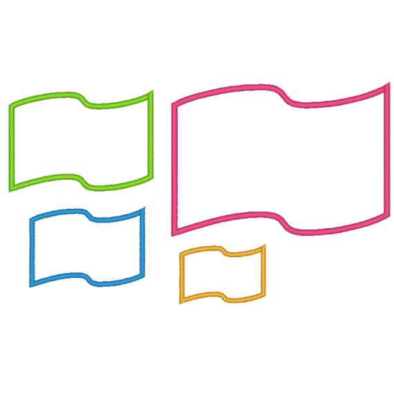 Stickdatei - Flagge Fahne Rahmen Stickdatei  in 19 Größen für Stoffapplikationen von 5 bis 28cm