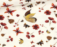 Jersey - Bedruckt - Watercolor Red & Brown Big Flowers - Warmweiß