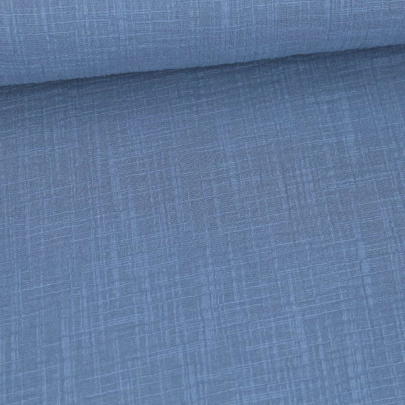 Musselin - Muslin - Double Gauze - Schnuffeltuch - Windeltuch - Uni - Slub-Garn - Taubenblau