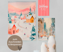 DIY-Paneel - 6 Poster - Winter - Rosa - Outdoorstoff - abby and amy